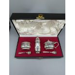 Cased HM Silver Dublin cruet set