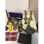 Qty EPNS and brass items