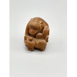 Meiji period hardwood carving of monkies