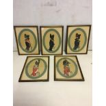 Five framed and glazed military torso silhouette p