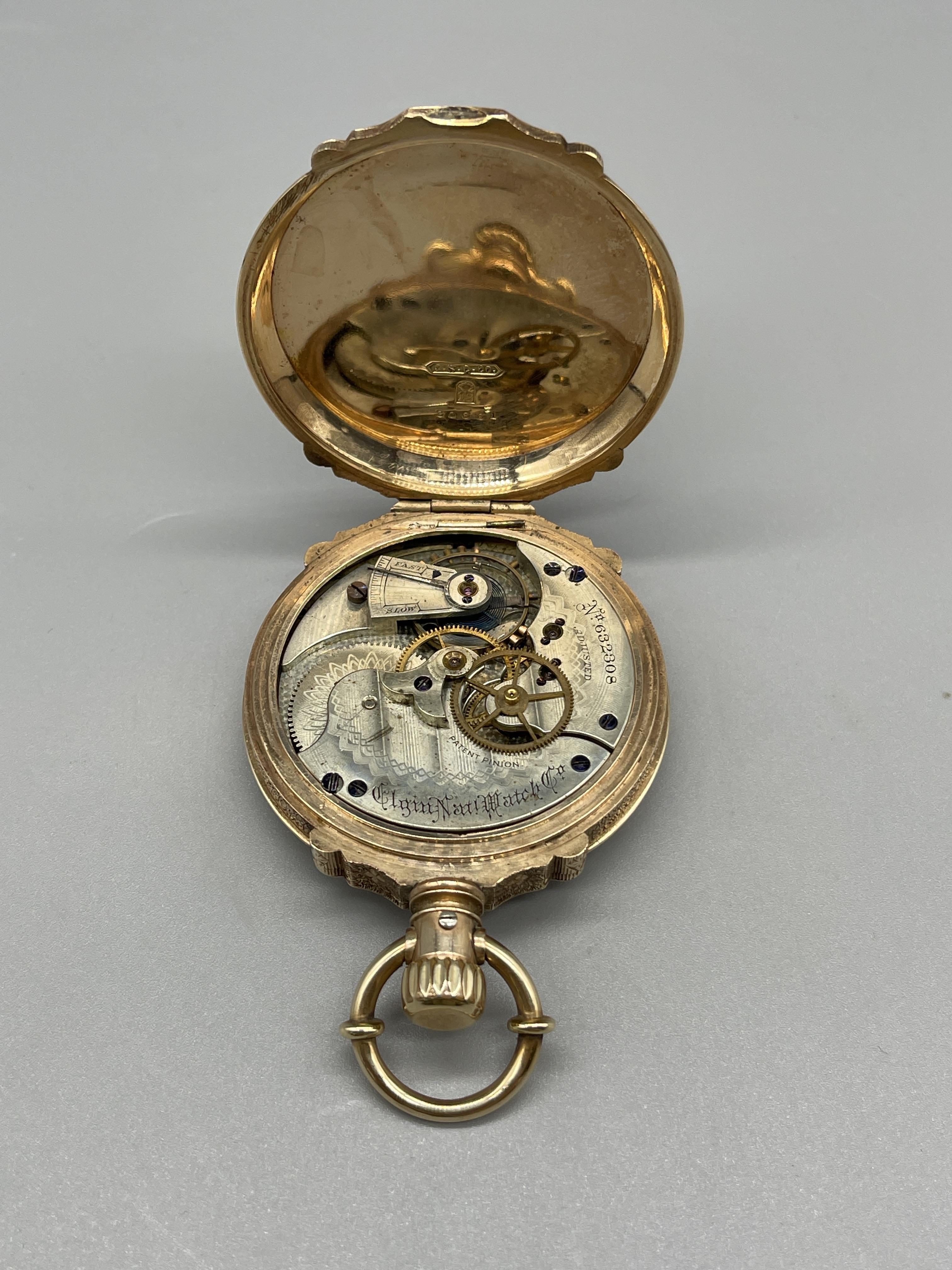 18ct gold ornate Elgin national pocket watch, - Image 3 of 4