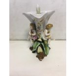 19th c Meissen style trefoil vase in the form of t