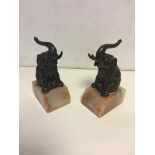Pair of Spelter elephant book ends on onyx bases