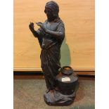 19th c bronze figure of a woman and urn
