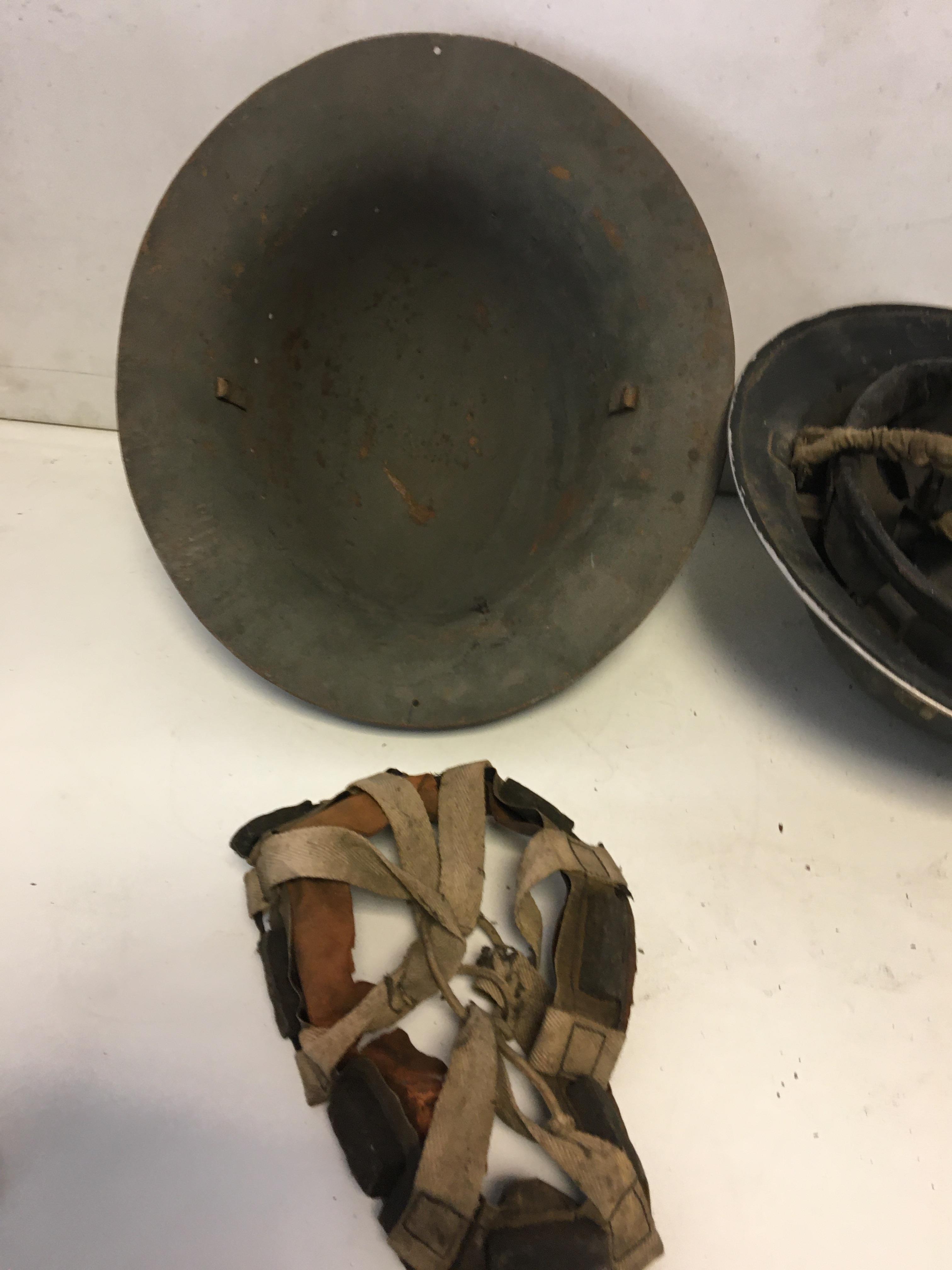 Two WWII Tin Hats - Image 3 of 3