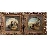 Pair of Continental possibly Dutch oil on boards o