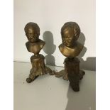 Pair of Brass childs heads laughing and crying
