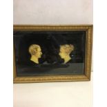 Framed 19th c wax heads of Victoria and Albert