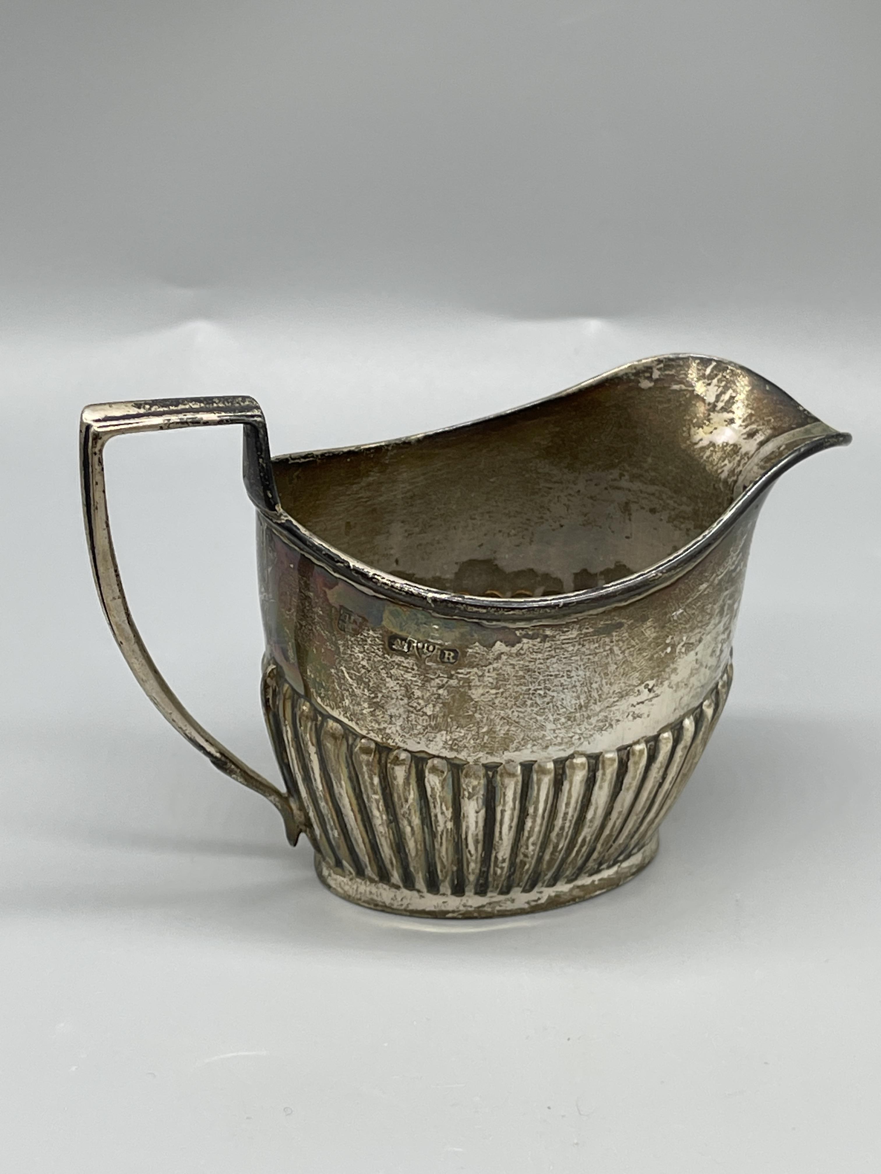 HM Silver Creamer, egg cup and spoon. Weight 98gr - Image 2 of 6