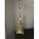 Onyx set clock with gilded spelter figurine to the