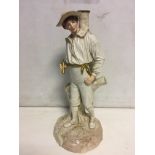 Royal Worcester man and scythe lamp base