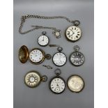 Qty pocket watches to include silver examples.