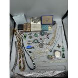 Box of vintage dress jewellery