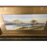 Edwin Earp watercolour of a river scene 24cm x 57c