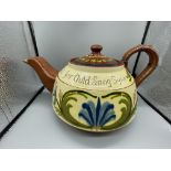 Large Torquay Ware Teapot A/F staples 35cm x 19cm