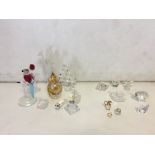 Qty Swarovski and other glass items to inc perfume