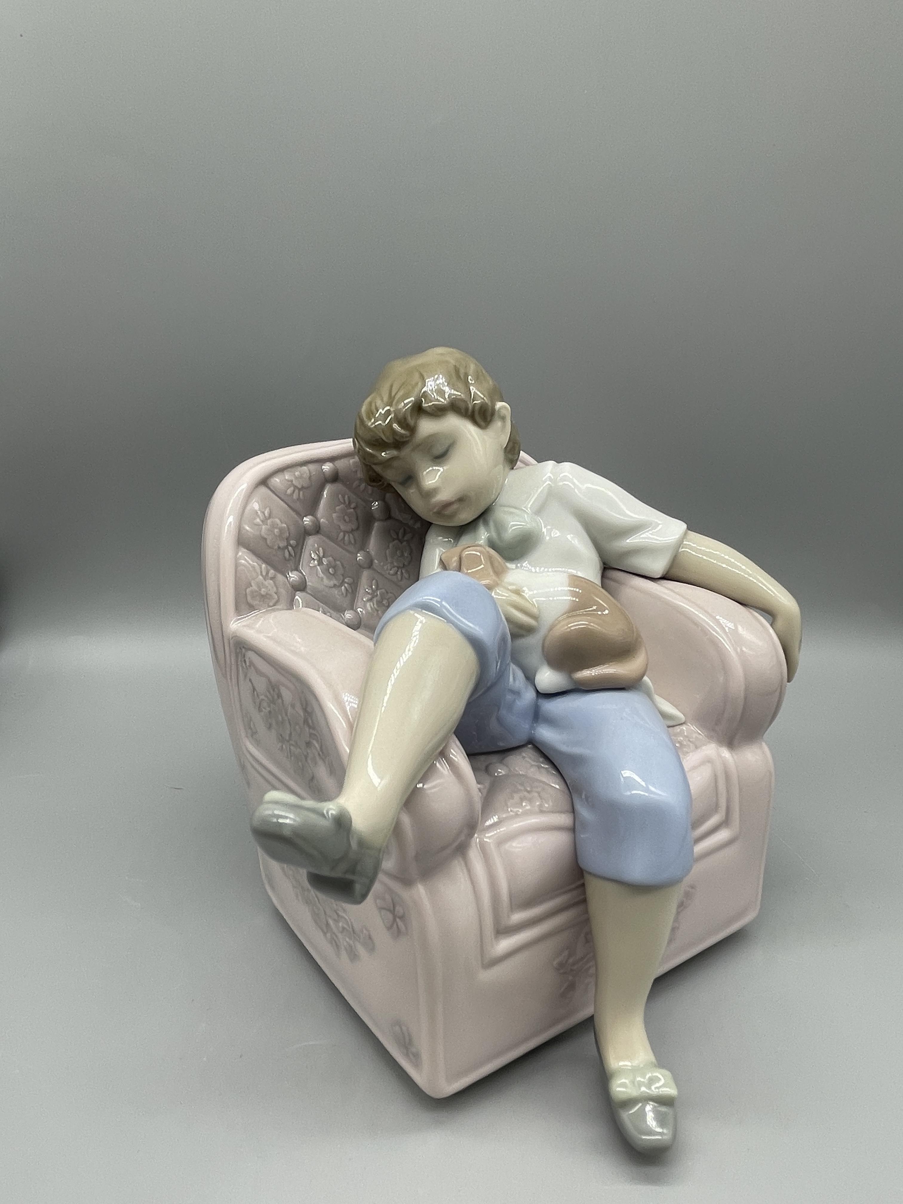 Lladro Boy in Chair with Pup - Image 6 of 8