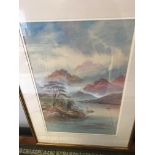 T Mortimer coastal scene watercolour 53cm x 35cm