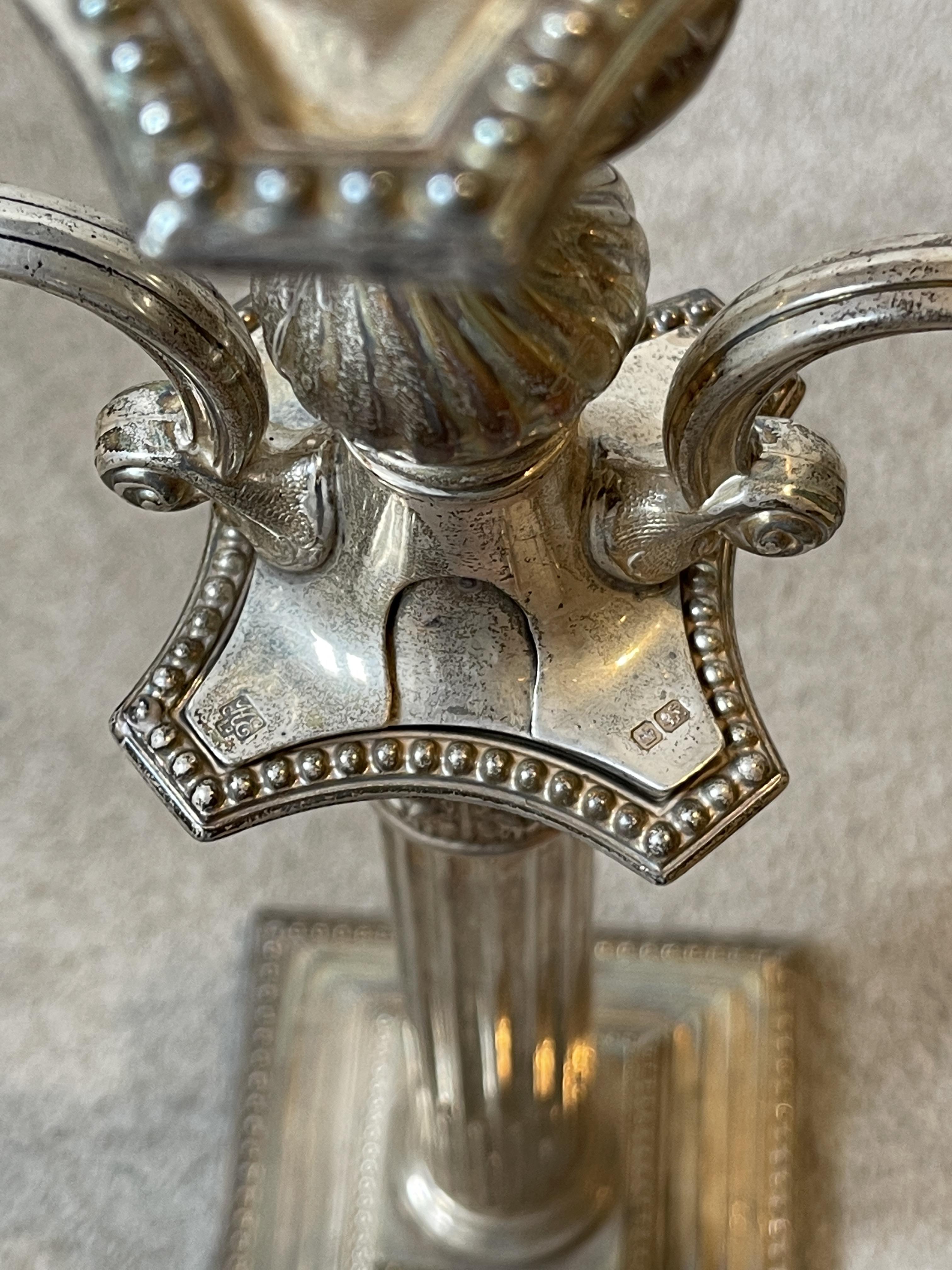 Pair of Three Sconce HM Silver Candelabras - Image 12 of 12