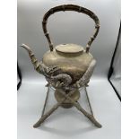 19th Century Chinese Silver Spirit Kettle.