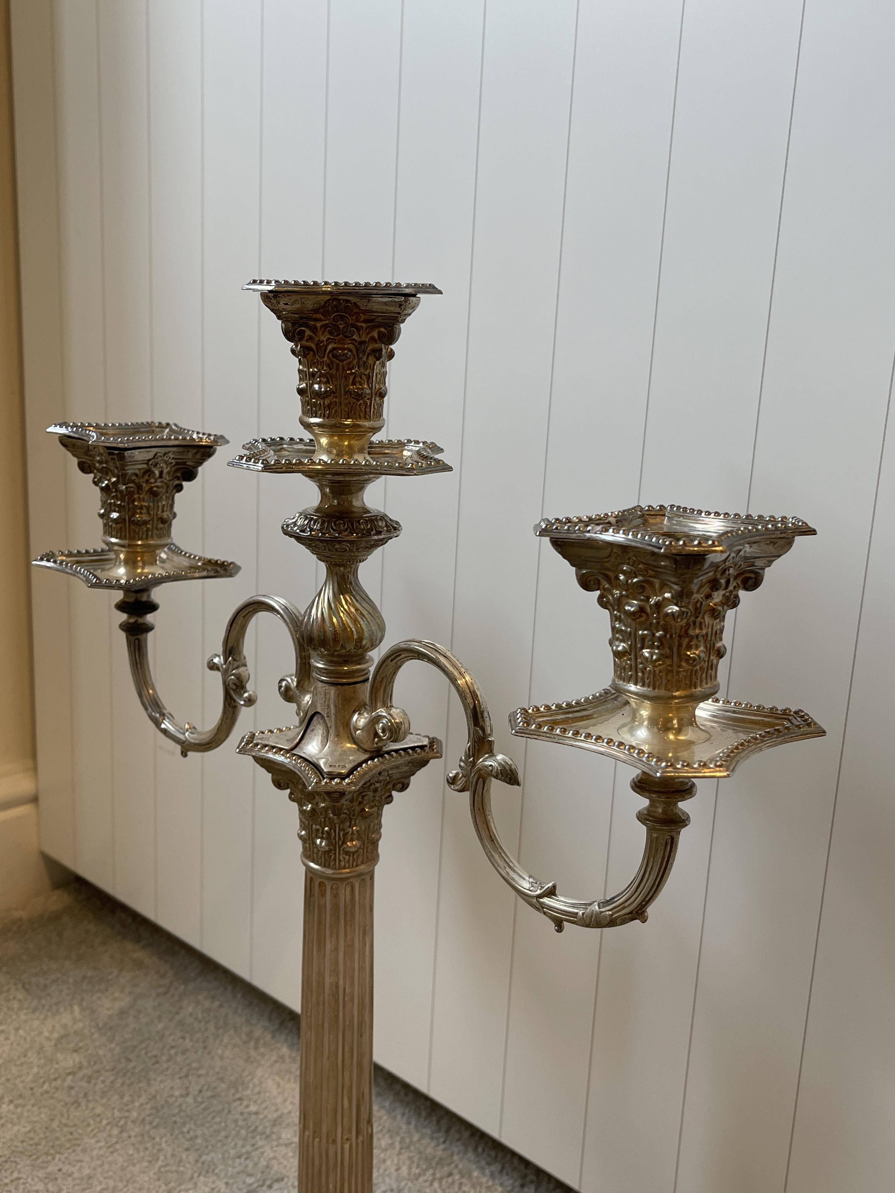 Pair of Three Sconce HM Silver Candelabras - Image 8 of 12