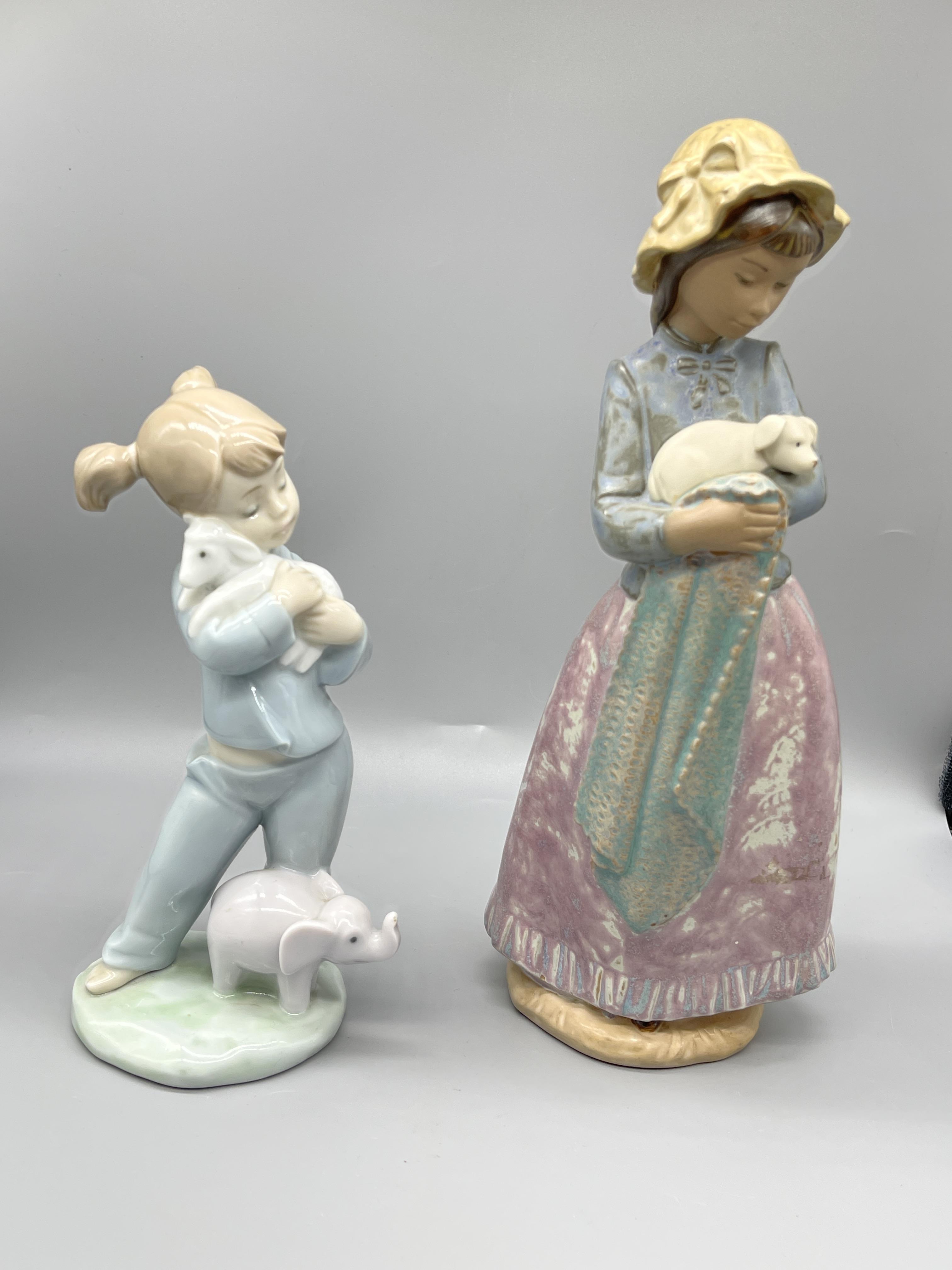 Two Nao figurines and three hummel figurines. - Image 6 of 12