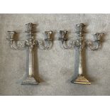 Pair of Three Sconce HM Silver Candelabras