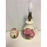 Moorcroft Magnolia pattern lamp and lidded jar