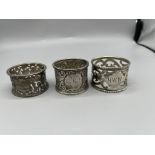 Three HM Silver napkin rings
