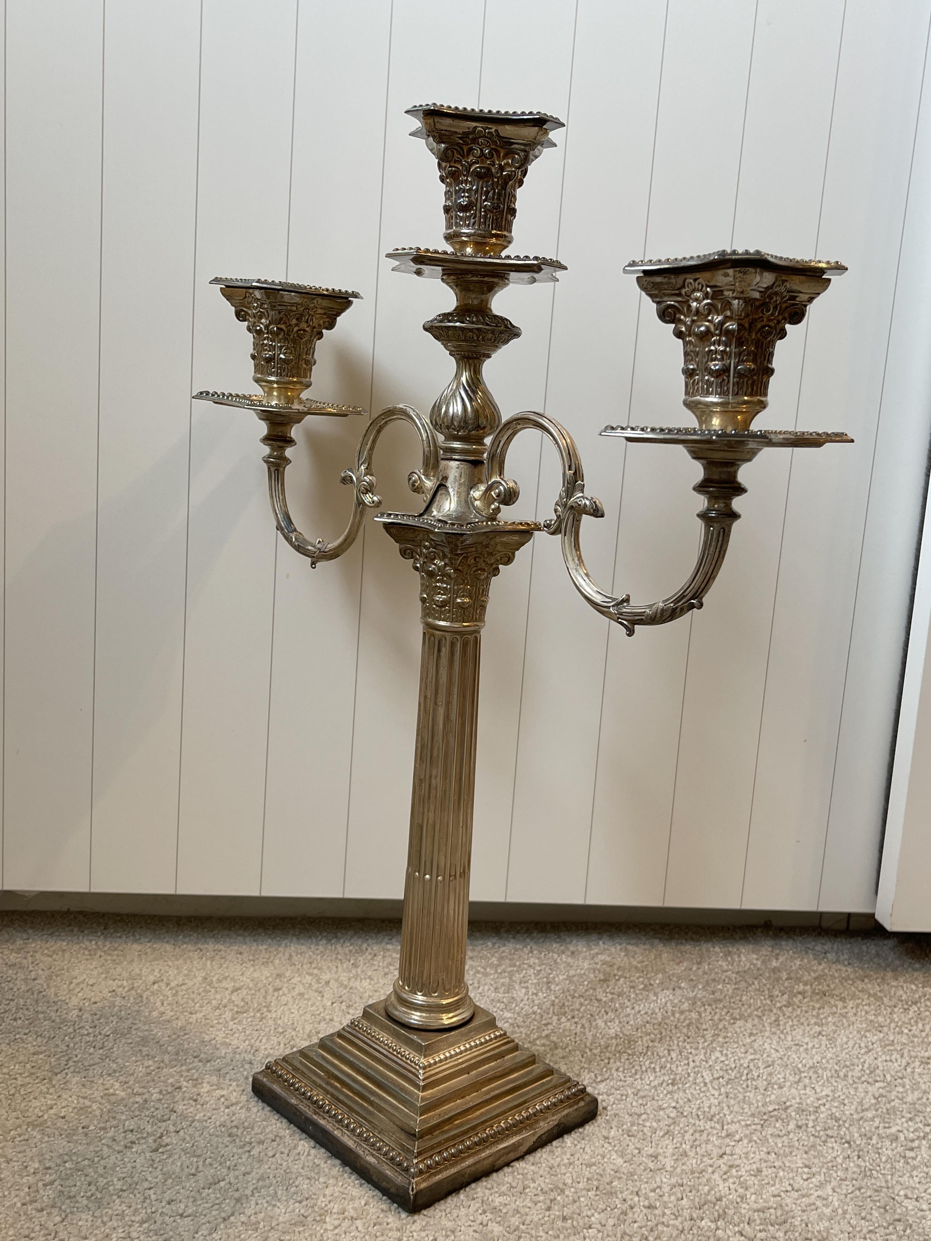 Pair of Three Sconce HM Silver Candelabras - Image 3 of 12