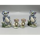 Two sets of Wade Tom And Jerry cartoon figures