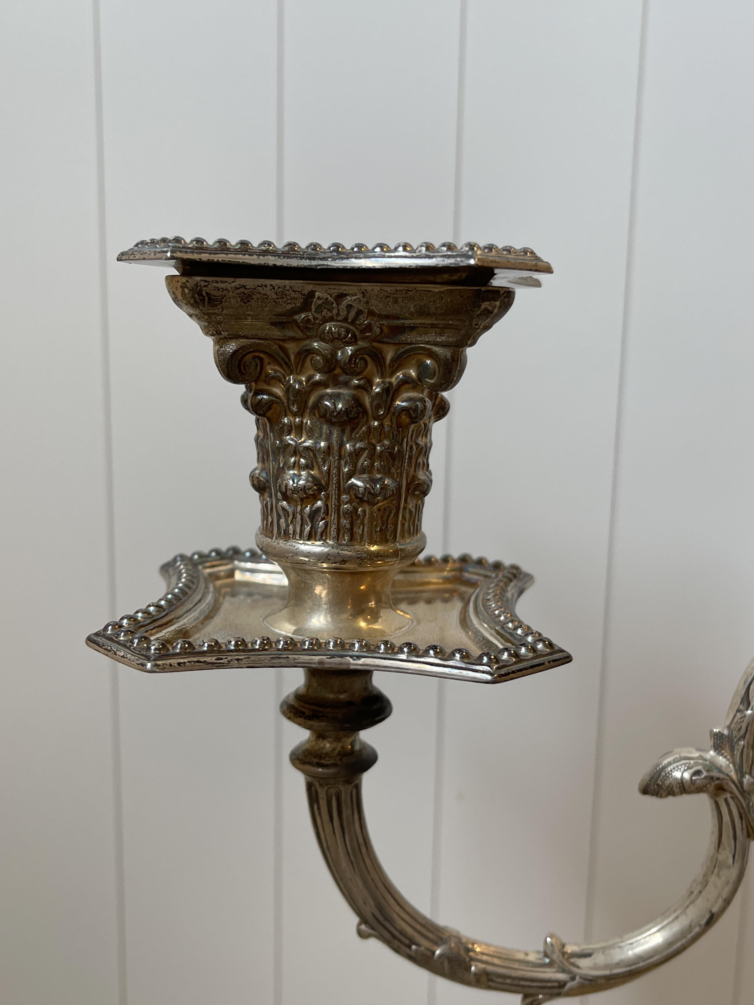 Pair of Three Sconce HM Silver Candelabras - Image 6 of 12