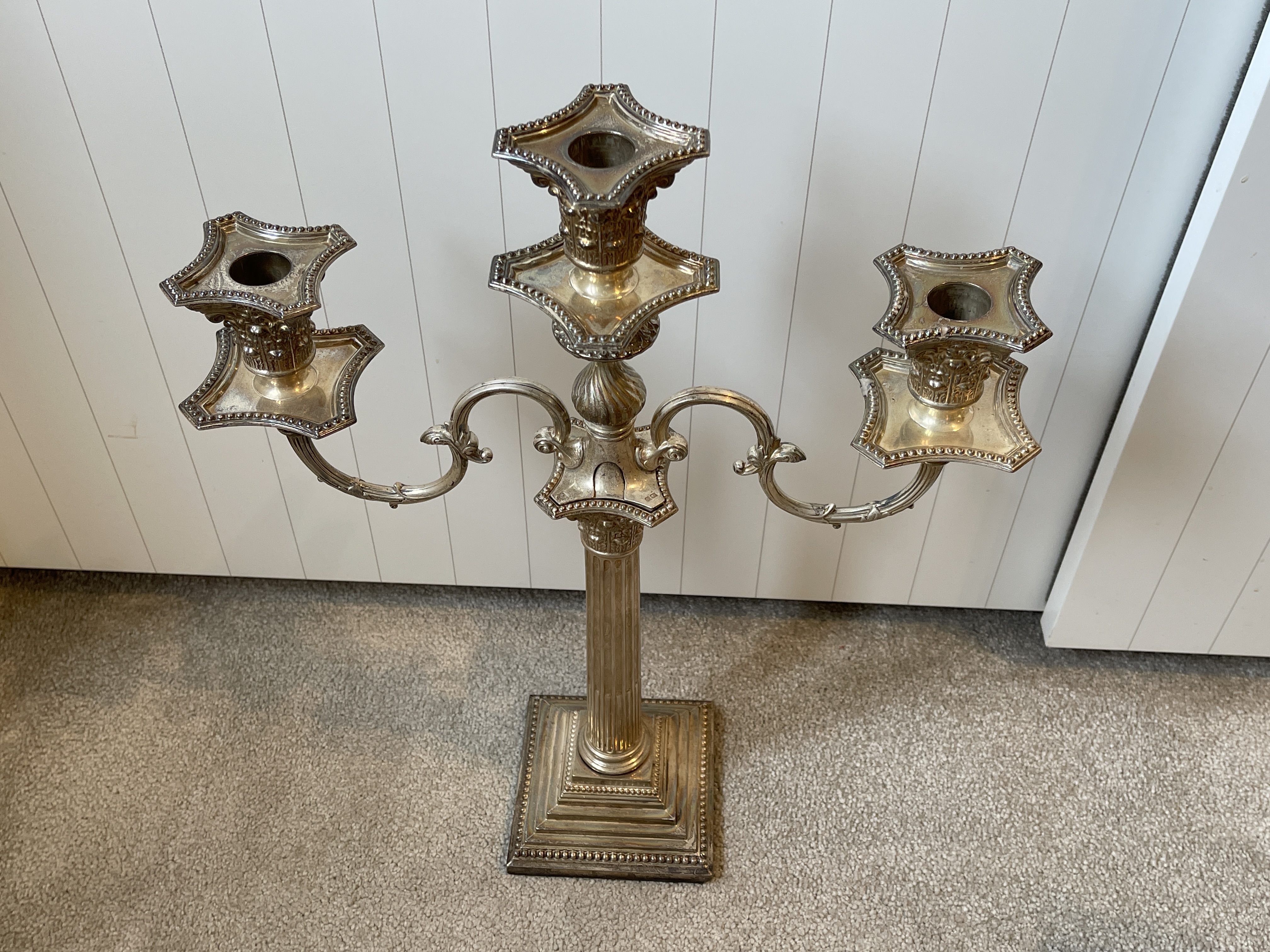 Pair of Three Sconce HM Silver Candelabras - Image 7 of 12