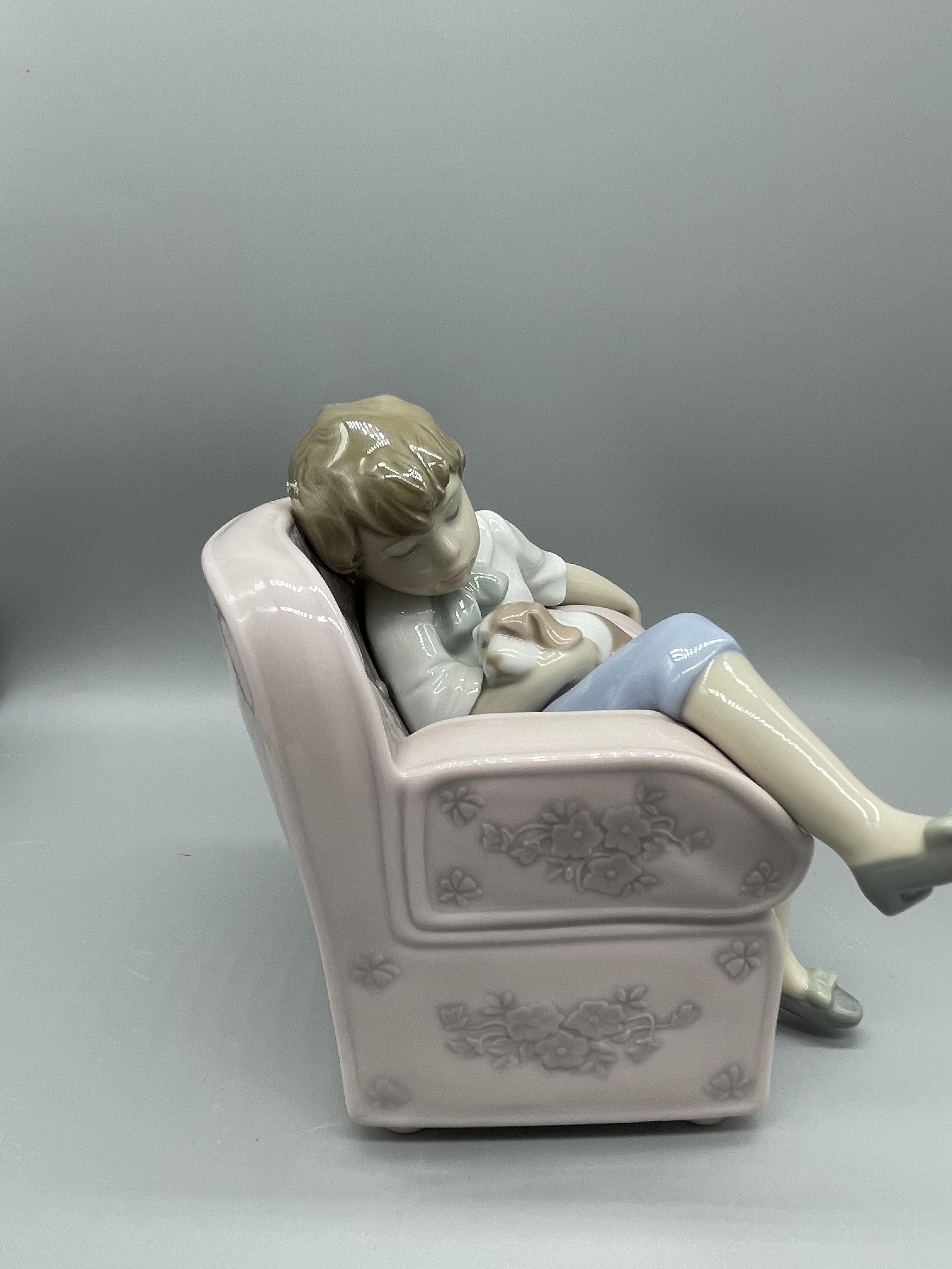 Lladro Boy in Chair with Pup - Image 5 of 8