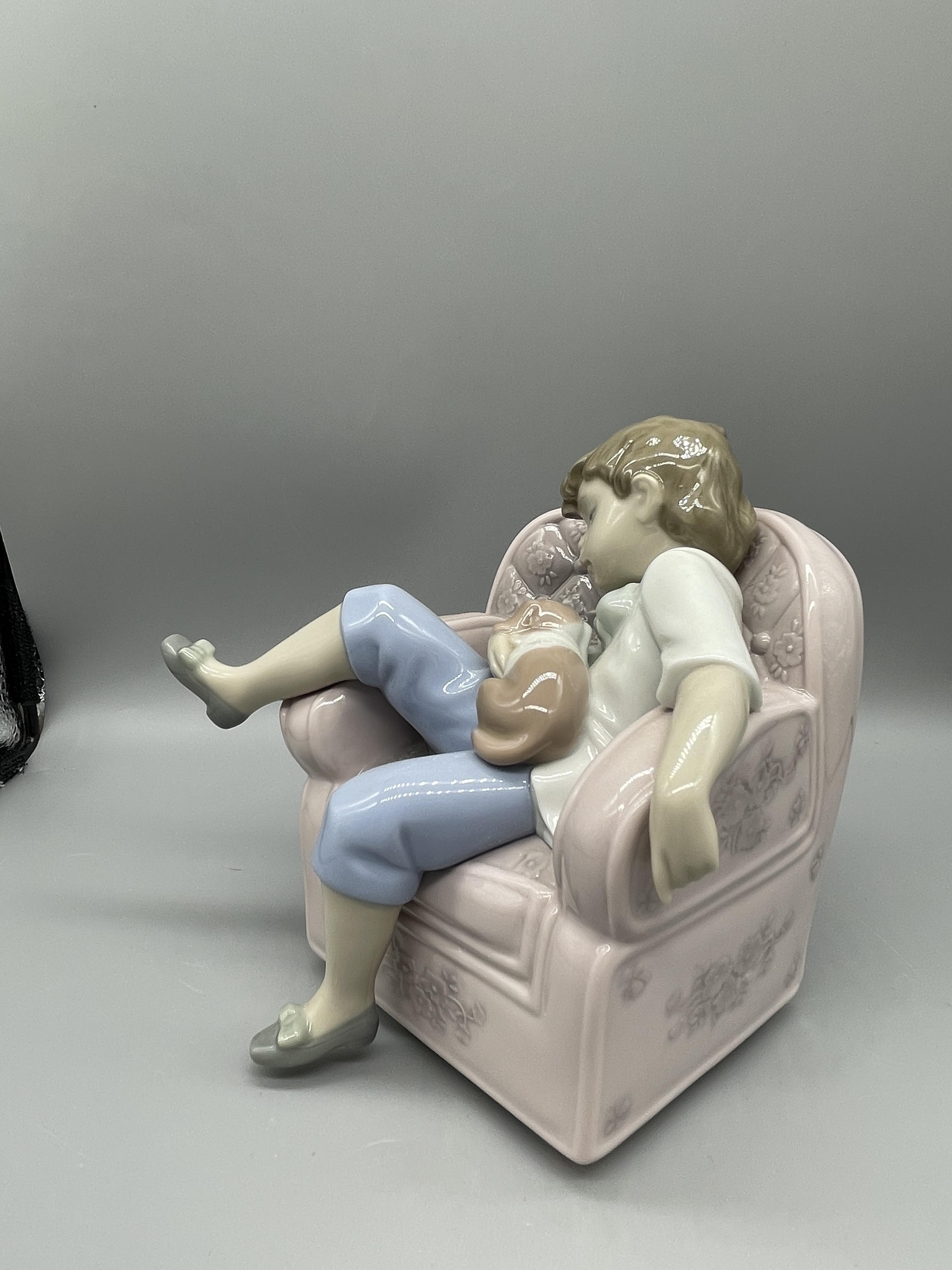 Lladro Boy in Chair with Pup - Image 2 of 8