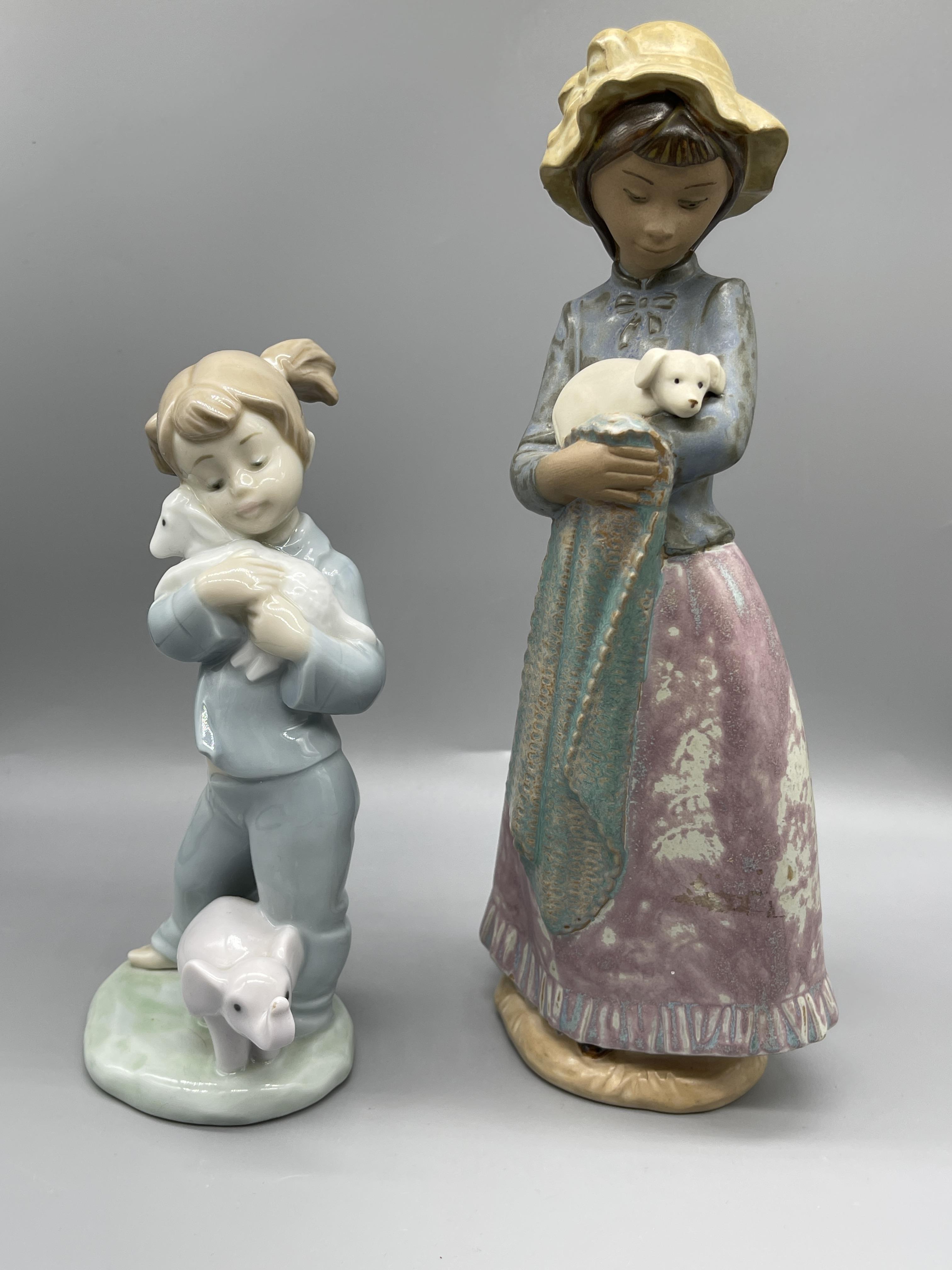 Two Nao figurines and three hummel figurines. - Image 4 of 12