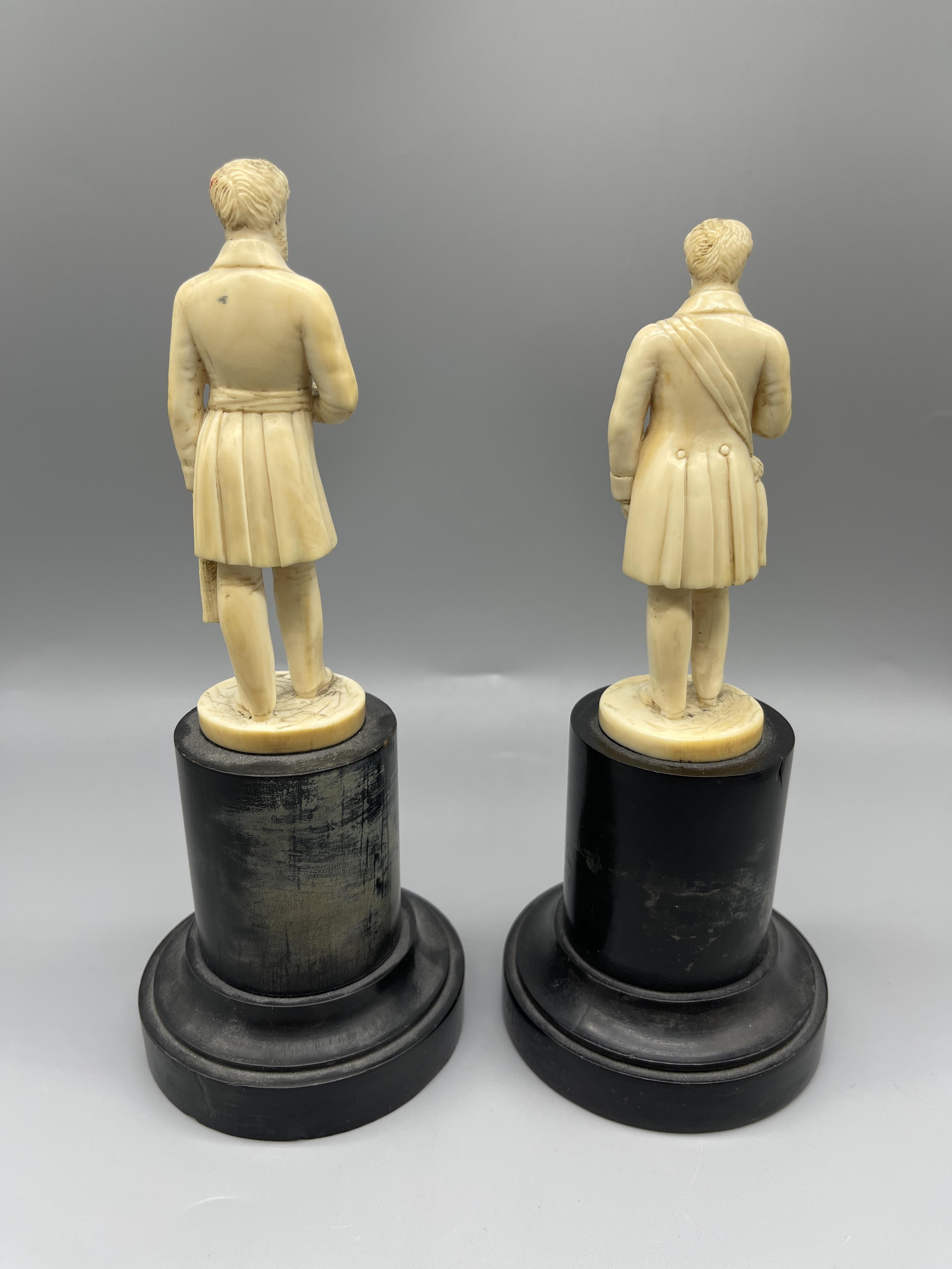 Pair of 19th c Continental carved ivory figures of - Image 5 of 7