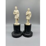 Pair of 19th c Continental carved ivory figures of