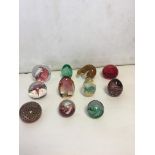 11 glass paperweights to inc Selkirk and Caithness