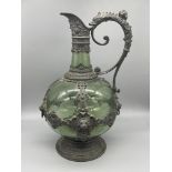 19th Century Pewter and Glass Ewer 27cm