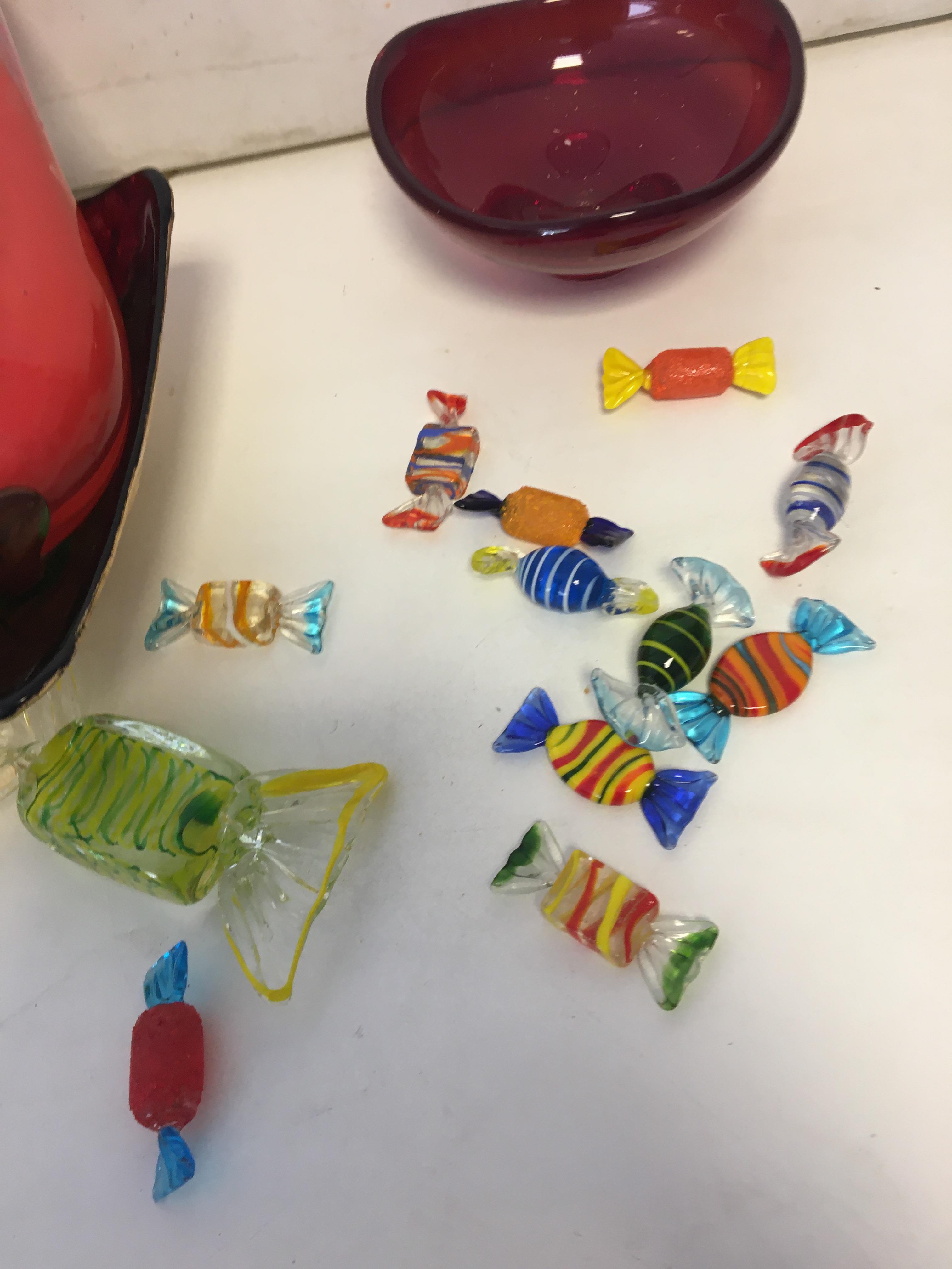 Glass fruit and glass sweets in bowl. - Image 2 of 3