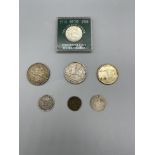 Qty silver coins to inc crowns and other examples.