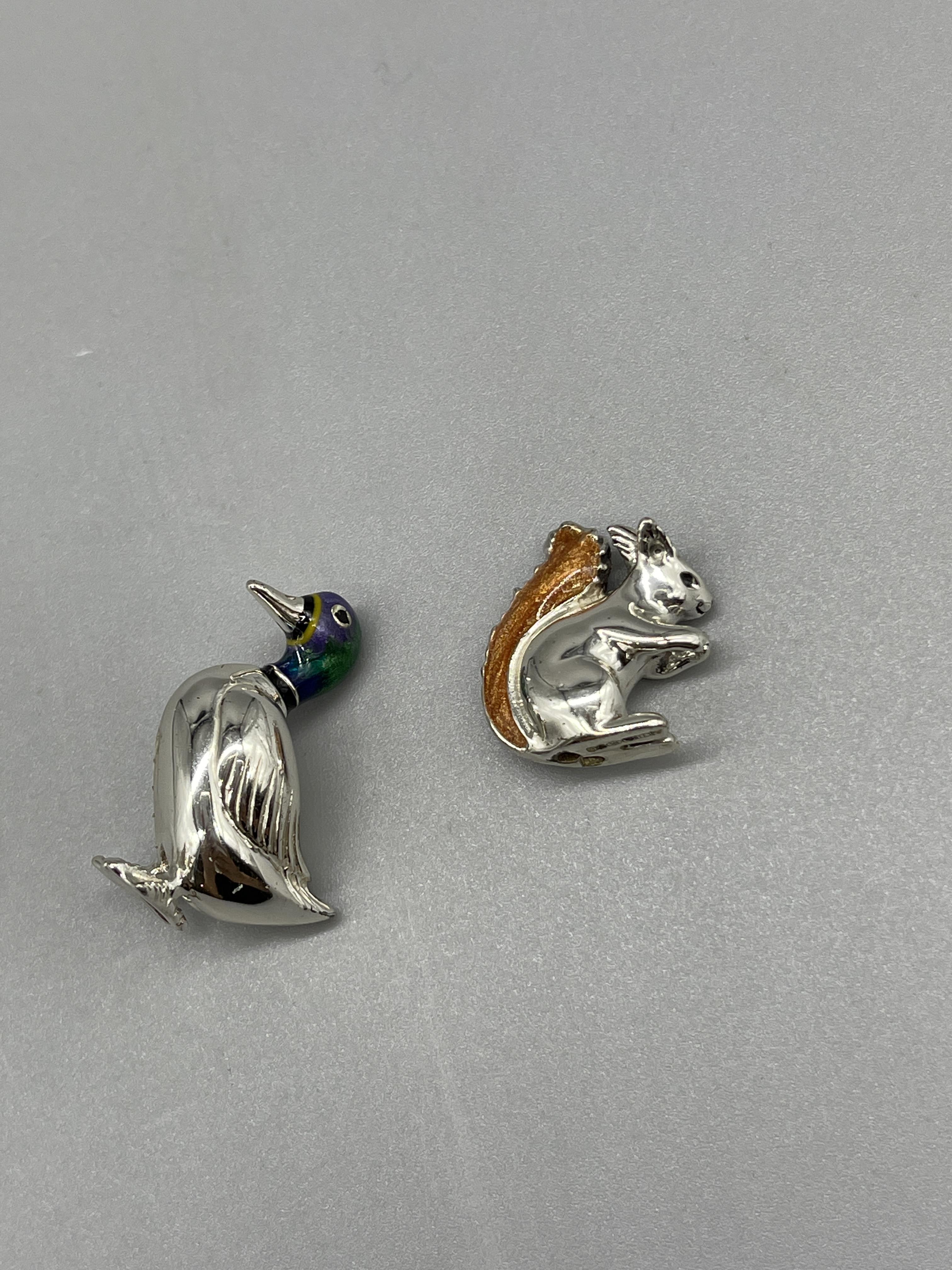 Two HM Silver and enammelled small figures of a du - Image 8 of 8