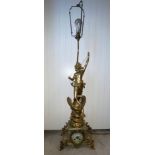 Onyx set clock with gilded spelter figurine to the