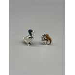 Two HM Silver and enammelled small figures of a du