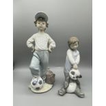 Lladro Boy with Panda and Both with Football