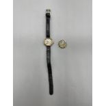 Vintage 9ct ladies watch and earring