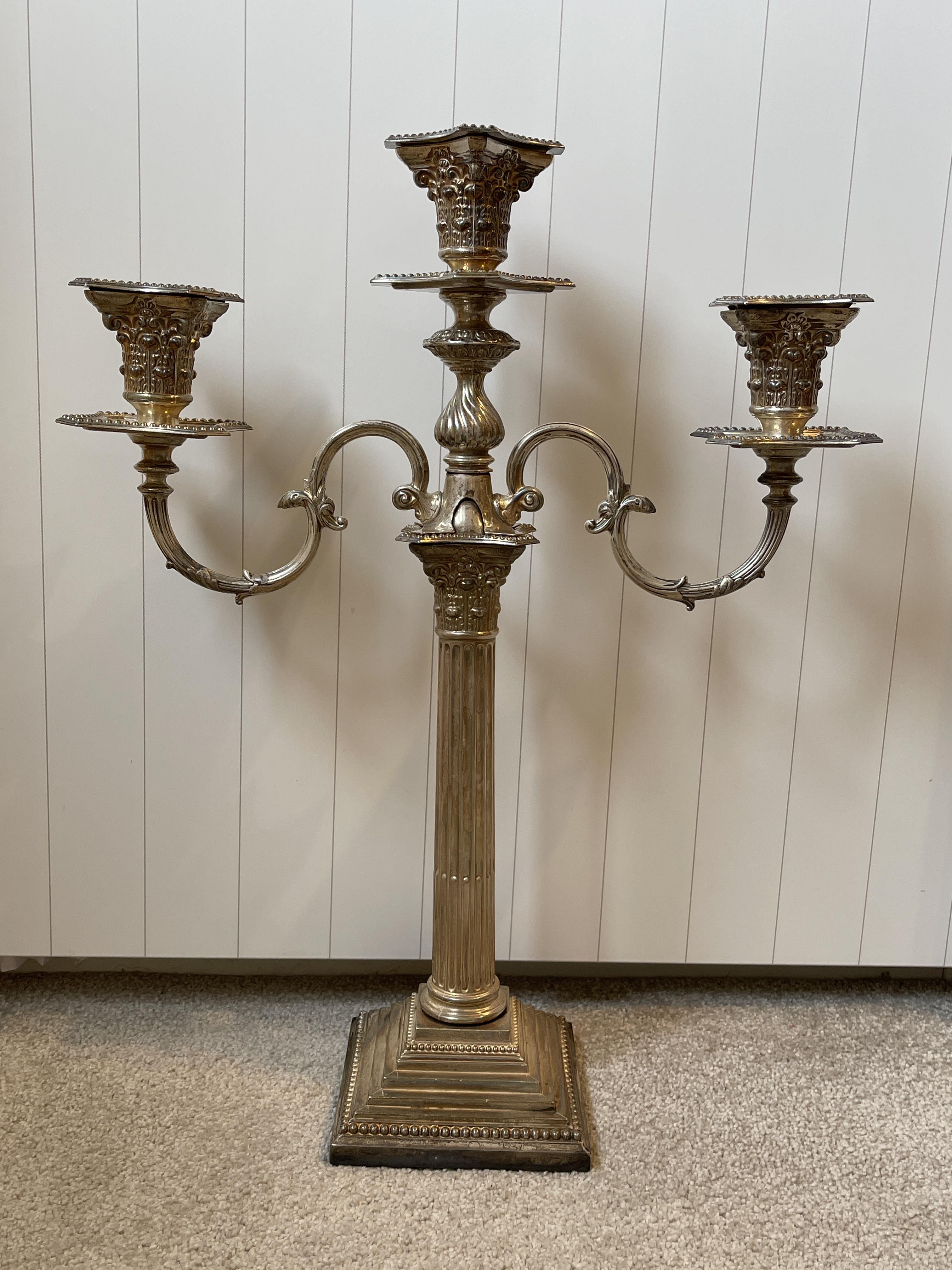 Pair of Three Sconce HM Silver Candelabras - Image 2 of 12