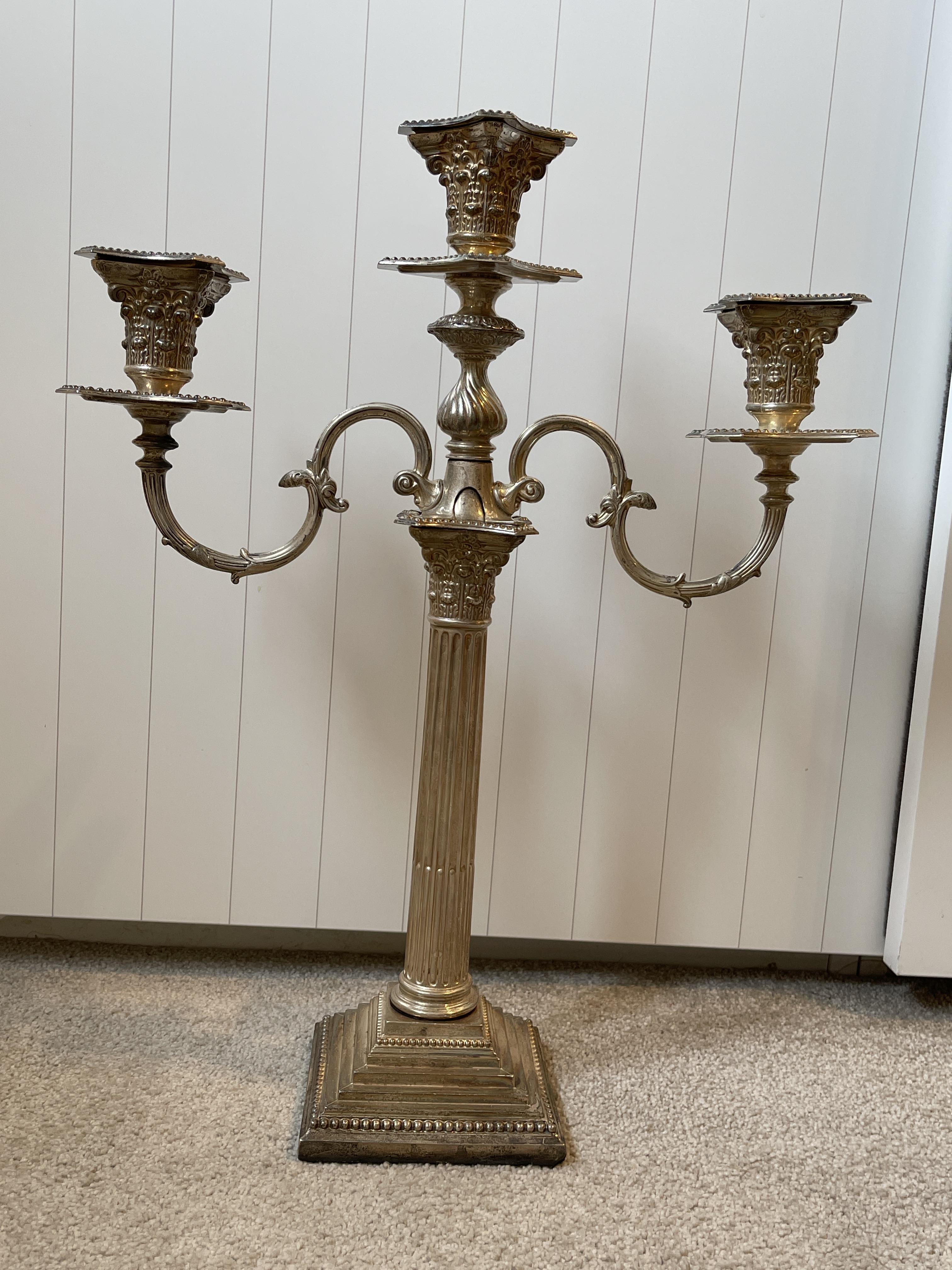 Pair of Three Sconce HM Silver Candelabras - Image 5 of 12