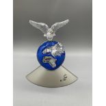 Boxed swarovski bird on globe fihure, unused condi